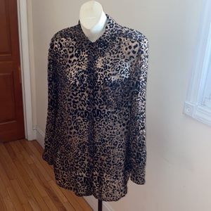 Moda internacional leopard translucent women shirt small